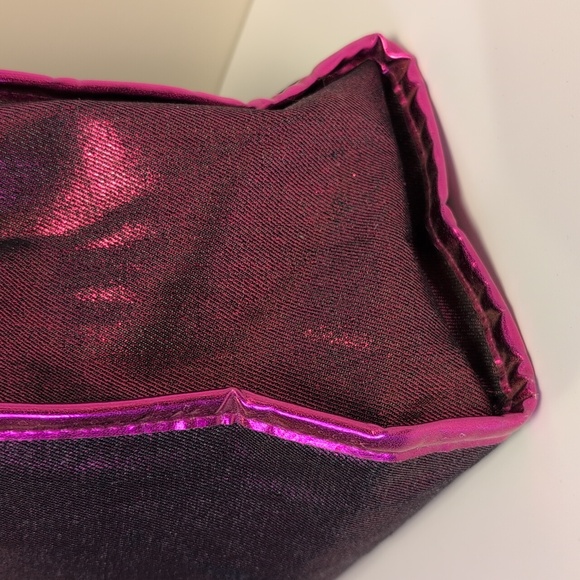 Juicy Couture Metallic Fuchsia Pink Tote Bag Gold JC Logo - Picture 5 of 11